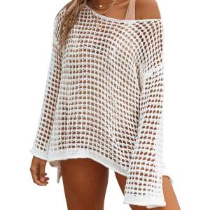 imageBsubseach Crochet Cover Ups for Women Sexy Hollow Out Swim Cover Up Knit Summer OutfitsEwhite