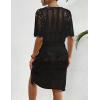 imageBsubseach 2 Piece Swimsuit Cover Up Set for Women Crochet Coverups Hollow Out Wrap Skirt OutfitsBlack