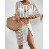 imageBsubseach 2 Piece Swimsuit Cover Up Set for Women Crochet Coverups Hollow Out Wrap Skirt OutfitsWhite
