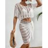 imageBsubseach 2 Piece Swimsuit Cover Up Set for Women Crochet Coverups Hollow Out Wrap Skirt OutfitsWhite