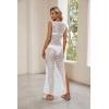 imageBsubseach Bathing Suit Cover Up for Women Hollow Out Crochet Cover Up Bikini Swimsuit Coverup Long Beach DressesWhite