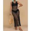 imageBsubseach Beach Cover Up Sexy V Neck Hollow Crochet Cover Up Sleeveless Side Slit Knit Beachwear Swimsuit Cover Up Long DressBlack