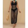imageBsubseach Beach Cover Up Sexy V Neck Hollow Crochet Cover Up Sleeveless Side Slit Knit Beachwear Swimsuit Cover Up Long DressBlack