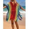 imageBsubseach Beach Crochet Dress Bathing Suit Cover Ups Sexy Coverup for Swimwear Women Summer OutfitRainbow