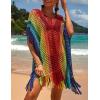 imageBsubseach Beach Crochet Dress Bathing Suit Cover Ups Sexy Coverup for Swimwear Women Summer OutfitRainbow