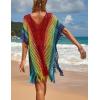 imageBsubseach Beach Crochet Dress Bathing Suit Cover Ups Sexy Coverup for Swimwear Women Summer OutfitRainbow