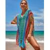 imageBsubseach Beach Crochet Dress Bathing Suit Cover Ups Sexy Coverup for Swimwear Women Summer OutfitRainbow Blue