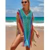 imageBsubseach Beach Crochet Dress Bathing Suit Cover Ups Sexy Coverup for Swimwear Women Summer OutfitRainbow Blue