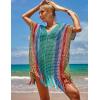 imageBsubseach Beach Crochet Dress Bathing Suit Cover Ups Sexy Coverup for Swimwear Women Summer OutfitRainbow Blue