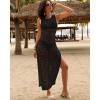 imageBsubseach Crochet Beach Cover Up Dresses for Women Sleeveless Swimsuit Cover Ups Long Knit Bathing Suit Swim DressBlack
