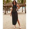 imageBsubseach Crochet Beach Cover Up Dresses for Women Sleeveless Swimsuit Cover Ups Long Knit Bathing Suit Swim DressBlack