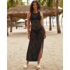 imageBsubseach Crochet Beach Cover Up Dresses for Women Sleeveless Swimsuit Cover Ups Long Knit Bathing Suit Swim DressBlack