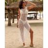 imageBsubseach Crochet Beach Cover Up Dresses for Women Sleeveless Swimsuit Cover Ups Long Knit Bathing Suit Swim DressWhite