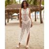 imageBsubseach Crochet Beach Cover Up Dresses for Women Sleeveless Swimsuit Cover Ups Long Knit Bathing Suit Swim DressWhite