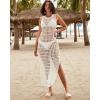 imageBsubseach Crochet Beach Cover Up Dresses for Women Sleeveless Swimsuit Cover Ups Long Knit Bathing Suit Swim DressWhite