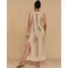 imageBsubseach Crochet Beach Cover Ups for Women Sleeveles Swimsuit Coverups Hollow Out Summer Knit Bikini BeachwearApricot