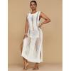 imageBsubseach Crochet Beach Cover Ups for Women Sleeveles Swimsuit Coverups Hollow Out Summer Knit Bikini BeachwearWhite