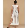 imageBsubseach Crochet Beach Cover Ups for Women Sleeveles Swimsuit Coverups Hollow Out Summer Knit Bikini BeachwearWhite