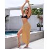 imageBsubseach Crochet Cover Up Skirt 2024 Knit Drawstring Long Coverups for Swimwear Women Elastic Waist Beach Wrap SLKhaki