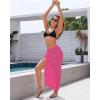 imageBsubseach Crochet Cover Up Skirt 2024 Knit Drawstring Long Coverups for Swimwear Women Elastic Waist Beach Wrap SLRose