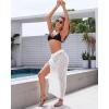 imageBsubseach Crochet Cover Up Skirt 2024 Knit Drawstring Long Coverups for Swimwear Women Elastic Waist Beach Wrap SLWhite