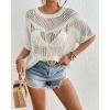 imageBsubseach Crochet Cover Up for Women Hollow Out Swimsuit Cover Ups Short Sleeve Knit Top Summer Beach OutfitsWhite