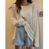 imageBsubseach Crochet Cover Ups for Swimwear Women Sheer Mesh Beach Tops Swimsuit Cover Up Summer Vacation OutfitsLight Apricot