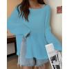 imageBsubseach Crochet Cover Ups for Swimwear Women Sheer Mesh Beach Tops Swimsuit Cover Up Summer Vacation OutfitsSea Blue