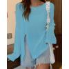 imageBsubseach Crochet Cover Ups for Swimwear Women Sheer Mesh Beach Tops Swimsuit Cover Up Summer Vacation OutfitsSea Blue