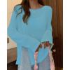 imageBsubseach Crochet Cover Ups for Swimwear Women Sheer Mesh Beach Tops Swimsuit Cover Up Summer Vacation OutfitsSea Blue