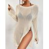 imageBsubseach Crochet Swimsuit Coverup for Women Sheer Bathing Suit Cover Ups Kintted Swimwear Bikini Beach Vacation OutfitsApricot