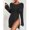 imageBsubseach Crochet Swimsuit Coverup for Women Sheer Bathing Suit Cover Ups Kintted Swimwear Bikini Beach Vacation OutfitsBlack