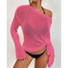 imageBsubseach Crochet Swimsuit Coverup for Women Sheer Bathing Suit Cover Ups Kintted Swimwear Bikini Beach Vacation OutfitsRose Red