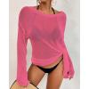 imageBsubseach Crochet Swimsuit Coverup for Women Sheer Bathing Suit Cover Ups Kintted Swimwear Bikini Beach Vacation OutfitsRose Red