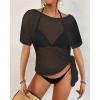 imageBsubseach Mesh Swimsuit Cover Up Sheer Tops For Women Crochet Cover Up Short Sleeve Beach Vacation OutfitsBlack