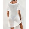 imageBsubseach Mesh Swimsuit Cover Up Sheer Tops For Women Crochet Cover Up Short Sleeve Beach Vacation OutfitsWhite