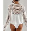 imageBsubseach Swimsuit Coverup for Women Knitted Beach Cover Up Long Sleeve Crochet TopsWhite