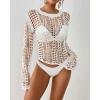 imageBsubseach Women Bikini Cover Up See Through Crochet Top Hollow Out Bathing Suit CoverupsWhite
