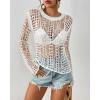 imageBsubseach Women Bikini Cover Up See Through Crochet Top Hollow Out Bathing Suit CoverupsWhite