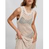 imageBsubseach Women Crochet Swimsuit Cover Up Sleeveless Hollow Out Long Swim Coverup Beach DressApricot