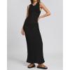 imageBsubseach Women Crochet Swimsuit Cover Up Sleeveless Hollow Out Long Swim Coverup Beach DressBlack
