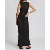 imageBsubseach Women Crochet Swimsuit Cover Up Sleeveless Hollow Out Long Swim Coverup Beach DressBlack