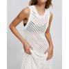 imageBsubseach Women Crochet Swimsuit Cover Up Sleeveless Hollow Out Long Swim Coverup Beach DressWhite