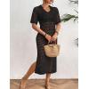 imageBsubseach Womens Swimwear Cover Ups Crochet Beach Cover Up Hollow Out Side Split Swimsuit Cover Up Beach DressBlack