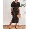 imageBsubseach Womens Swimwear Cover Ups Crochet Beach Cover Up Hollow Out Side Split Swimsuit Cover Up Beach DressBlack