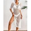 imageBsubseach Womens Swimwear Cover Ups Crochet Beach Cover Up Hollow Out Side Split Swimsuit Cover Up Beach DressWhite