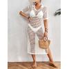 imageBsubseach Womens Swimwear Cover Ups Crochet Beach Cover Up Hollow Out Side Split Swimsuit Cover Up Beach DressWhite