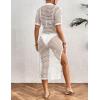 imageBsubseach Womens Swimwear Cover Ups Crochet Beach Cover Up Hollow Out Side Split Swimsuit Cover Up Beach DressWhite