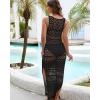 imageBsubseach Womens Swimwear Cover Ups Sexy Hollow Out Crochet Beach Cover Up Soft Pool Cover Ups for Women Bikini CoverupBlack