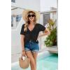 imageWomens Summer Crochet Tops Sexy V Neck Boho Drawstring Crop Top Off The Shoulder Short Sleeve Knit SweaterBlack